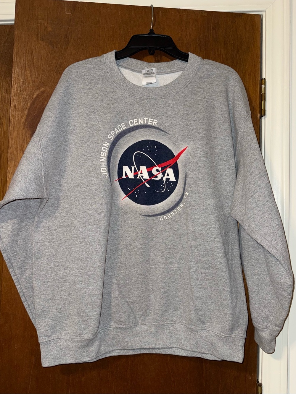 Gildan Gray NASA Crewneck Sweatshirt with Red Accent